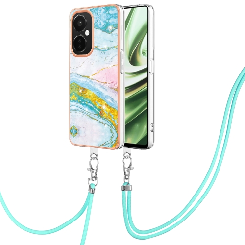 

For OnePlus Nord CE 3 5G/Nord CE 3 Lite Electroplating Marble Dual-side IMD Phone Case with Lanyard(Green 004)