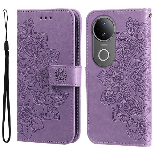 

For vivo S20 Seven-petal Flowers Embossing Leather Phone Case(Light Purple)