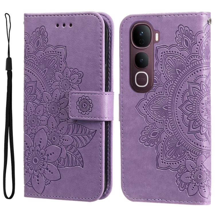 

For vivo Y400 Pro 5G / V40e / iQOO Z9s Seven-petal Flowers Embossing Leather Phone Case(Light Purple)