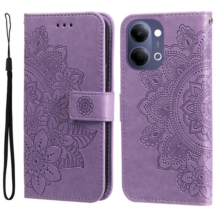 

For vivo Y21 5G 2026 / vivo Y05 4G Seven-petal Flowers Embossing Leather Phone Case(Light Purple)