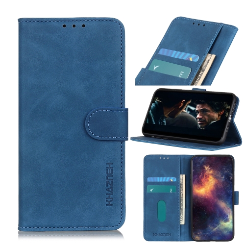 For OPPO Reno4 KHAZNEH Retro Texture PU + TPU Horizontal Flip Leather Case with Holder & Card Slots & Wallet(Blue)
