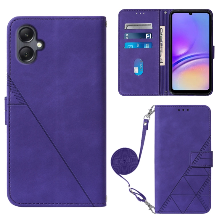 

For Samsung Galaxy A05 Crossbody 3D Embossed Flip Leather Phone Case(Purple)