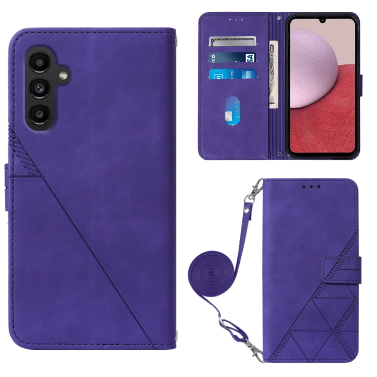 

For Samsung Galaxy A05s Crossbody 3D Embossed Flip Leather Phone Case(Purple)