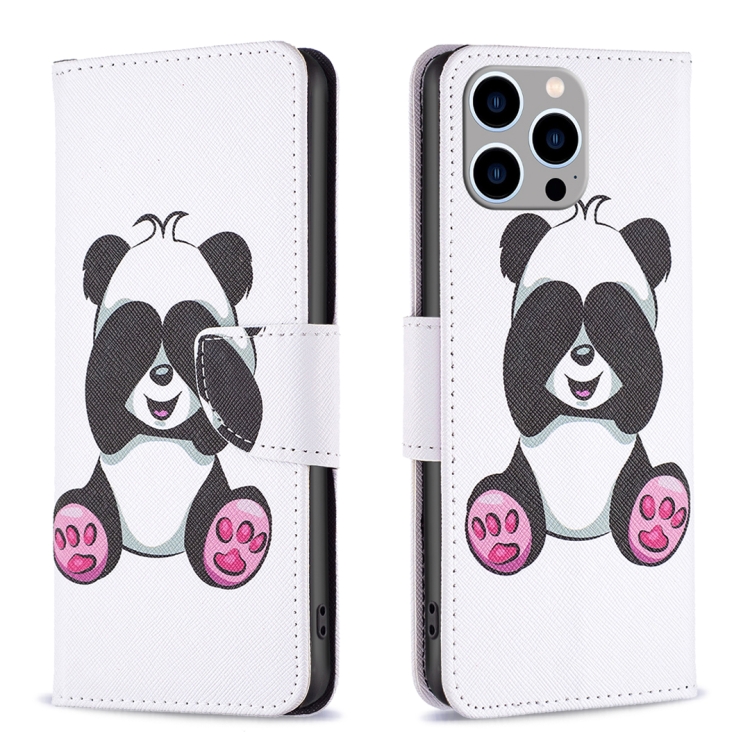 

For iPhone 15 Pro Max Colored Drawing Pattern Flip Leather Phone Case(Panda)