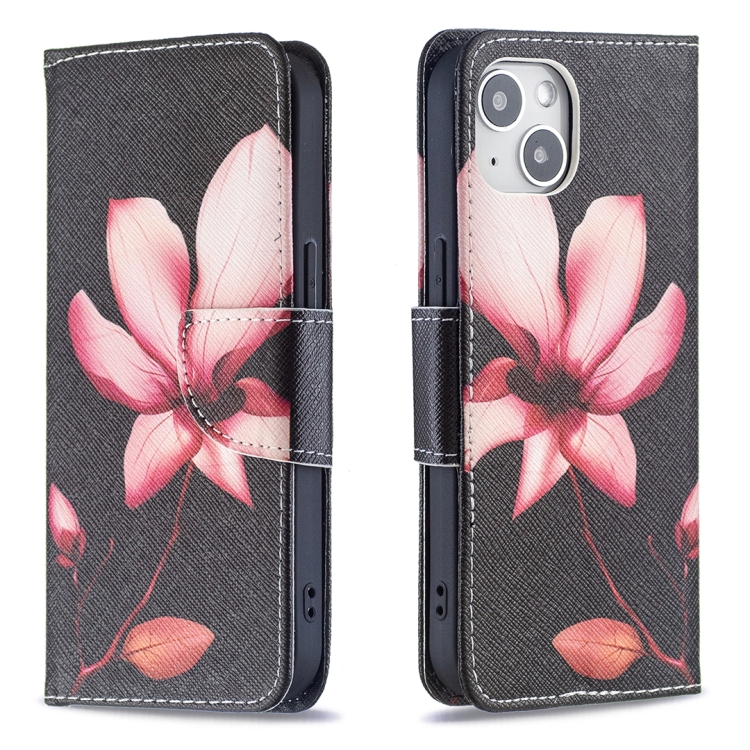

For iPhone 15 Colored Drawing Pattern Flip Leather Phone Case(Lotus)