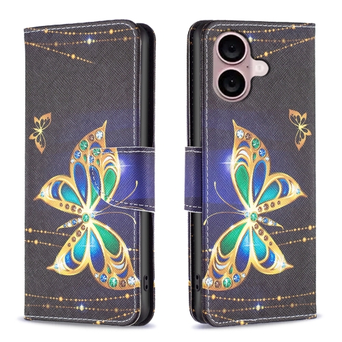 

For iPhone 16 Plus Colored Drawing Pattern Flip Leather Phone Case(Big Butterfly)