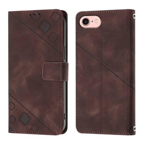 

For iPhone SE 2024 Skin-feel Embossed Leather Phone Case(Brown)
