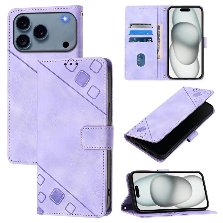 

For iPhone 17 Pro Max Skin-feel Embossed Leather Phone Case(Light Purple)