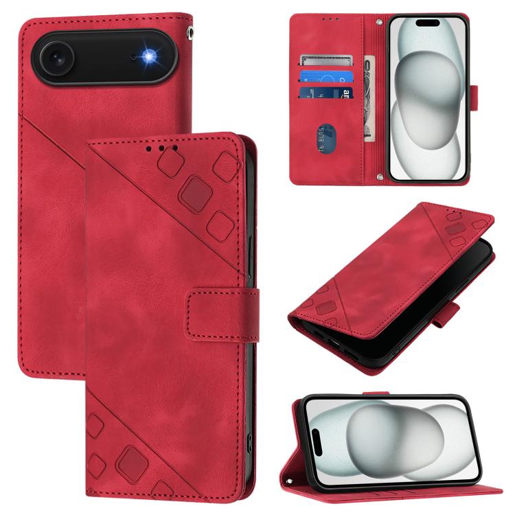 

For iPhone Air Skin-feel Embossed Leather Phone Case(Red)