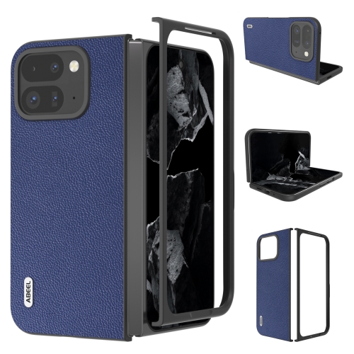 

For Google Pixel 9 Pro Fold ABEEL Black Edge Genuine Leather Mino Phone Case(Royal Blue)