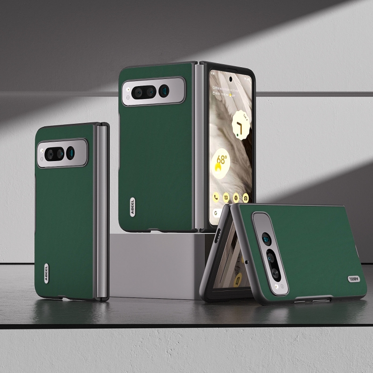 

For Google Pixel Fold ABEEL Genuine Silky Soft Black Edge Phone Case(Green)