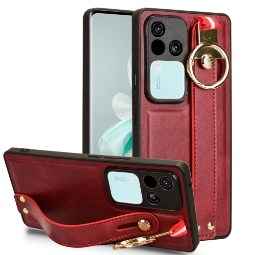 

For vivo S18 Pro 5G / V30 Pro 5G Wristband Leather Back Phone Case(Red)