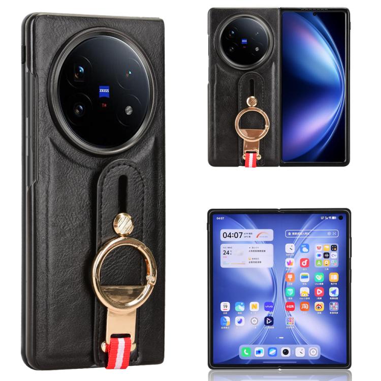 

For vivo X Fold5 Wristband Leather Back Phone Case(Black)