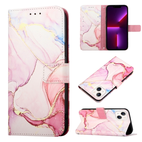 

For iPhone 15 PT003 Marble Pattern Flip Leather Phone Case(Rose Gold LS005)