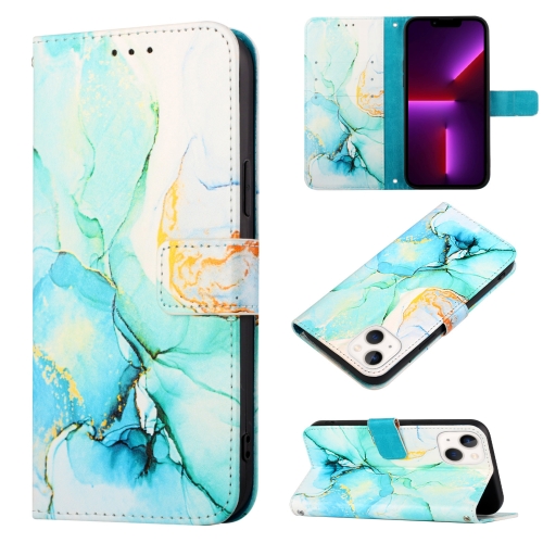 

For iPhone 15 PT003 Marble Pattern Flip Leather Phone Case(Green LS003)