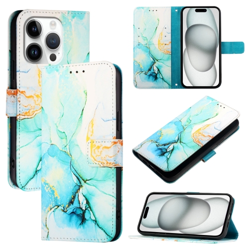 

For iPhone 16 Pro PT003 Marble Pattern Flip Leather Phone Case(Green LS003)