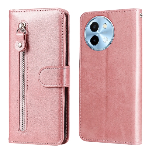 

For vivo Y38 5G / T3x 5G Global Fashion Calf Texture Zipper Leather Phone Case(Rose Gold)