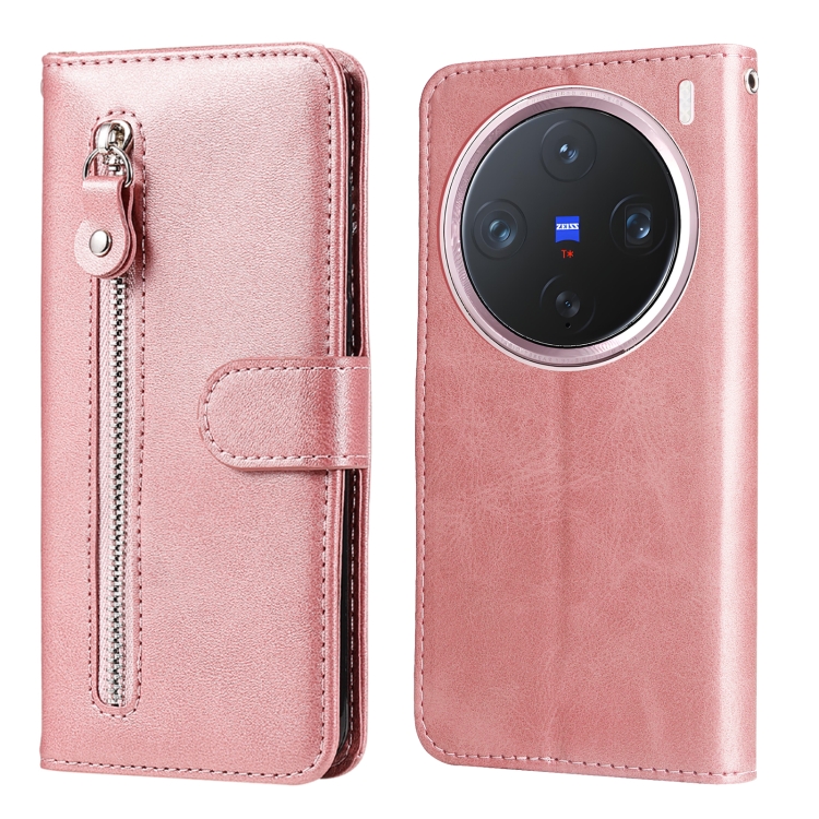 

For vivo X200 Pro mini Fashion Calf Texture Zipper Leather Phone Case(Rose Gold)