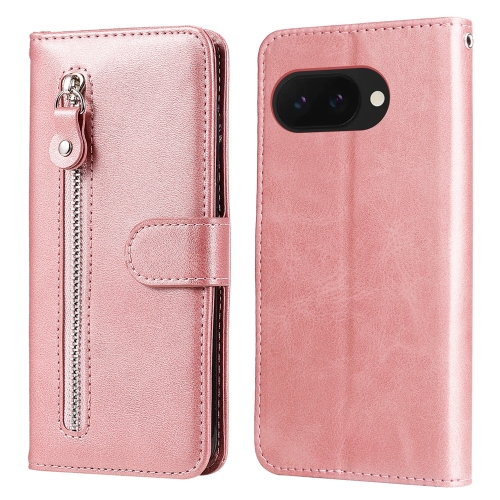 

For Google Pixel 9a Fashion Calf Texture Zipper Leather Phone Case(Rose Gold)