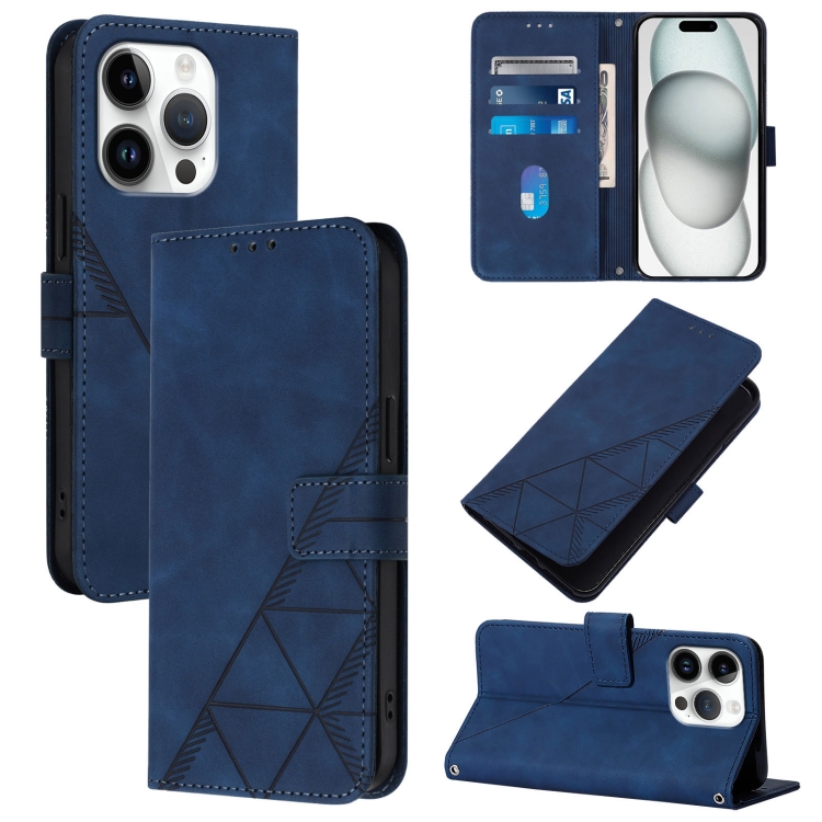 

For iPhone 16 Pro Crossbody 3D Embossed Flip Leather Phone Case(Blue)