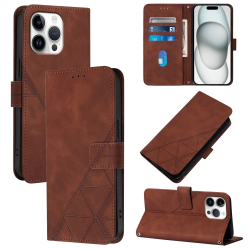 

For iPhone 16 Pro Max Crossbody 3D Embossed Flip Leather Phone Case(Brown)