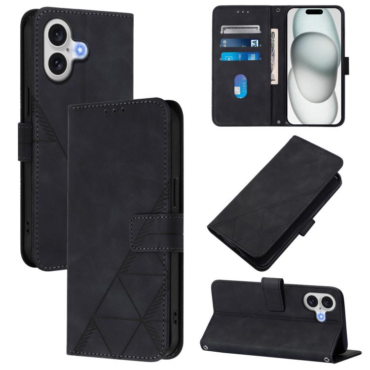 

For iPhone Air Crossbody 3D Embossed Flip Leather Phone Case(Black)