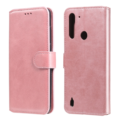 For Motorola Moto G8 Power Lite Classic Calf Texture PU + TPU Horizontal Flip Leather Case, with Holder & Card Slots & Wallet(Rose Gold)