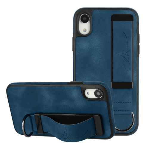 

For iPhone XS / X Wristband Holder Leather Back Phone Case(RoyalBlue)