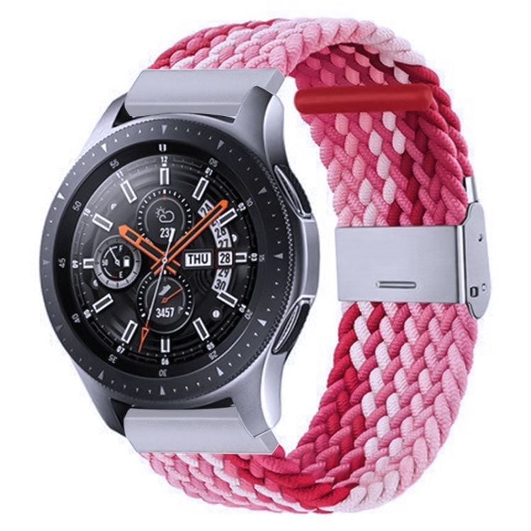 

18mm Nylon Braided Metal Buckle Watch Band(Z Red Pink)