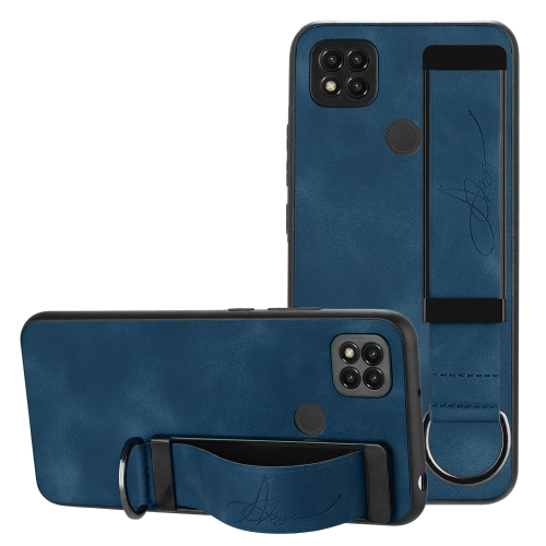 

For Xiaomi Redmi 9C Wristband Holder Leather Back Phone Case(RoyalBlue)