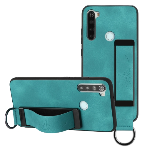 

For Xiaomi Redmi Note 8 Wristband Holder Leather Back Phone Case(Green)
