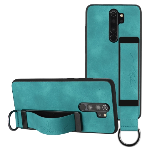 

For Xiaomi Redmi Note 8 Pro Wristband Holder Leather Back Phone Case(Green)