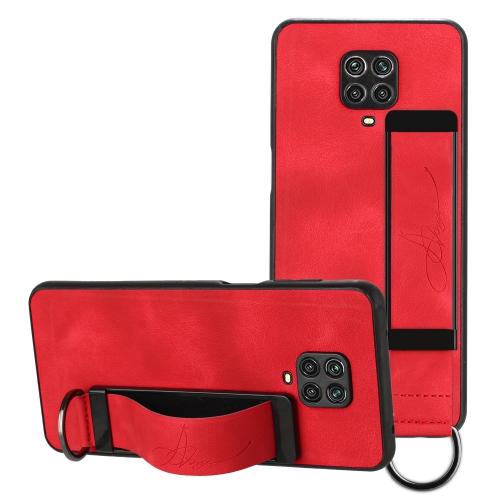 

For Xiaomi Redmi Note 9 Pro Wristband Holder Leather Back Phone Case(Red)