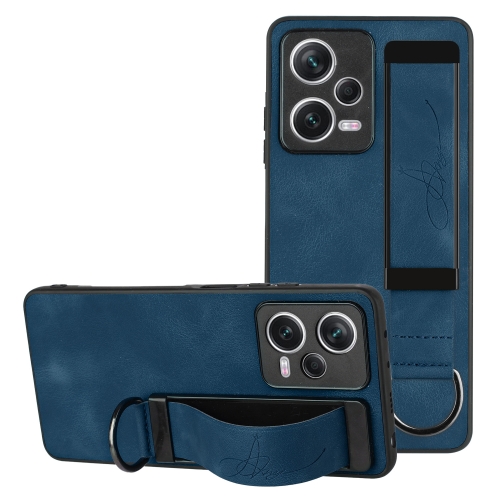 

For Xiaomi Redmi Note 12 Pro+ 5G Global Wristband Holder Leather Back Phone Case(RoyalBlue)