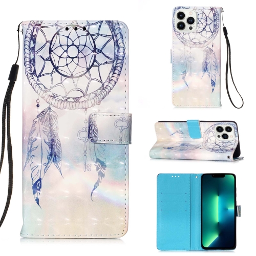 

For iPhone 15 Pro 3D Painting Horizontal Flip Leather Phone Case(Dream Wind Chimes)