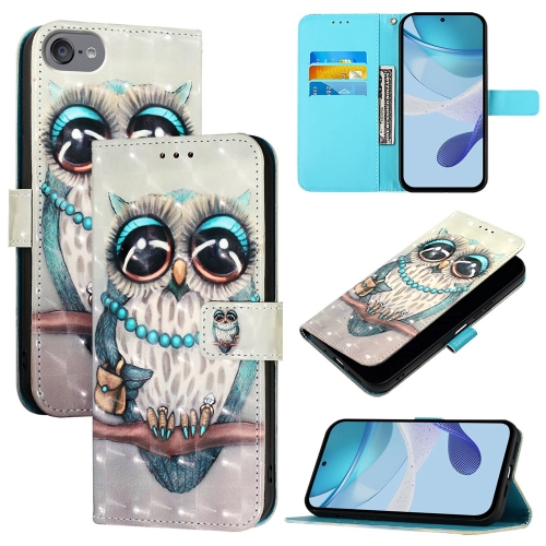 

For iPod Touch 7 / 6 / 5 3D Painting Horizontal Flip Leather Phone Case(Grey Owl)