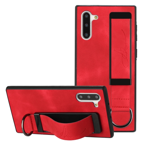 

For Samsung Galaxy Note10 Wristband Holder Leather Back Phone Case(Red)