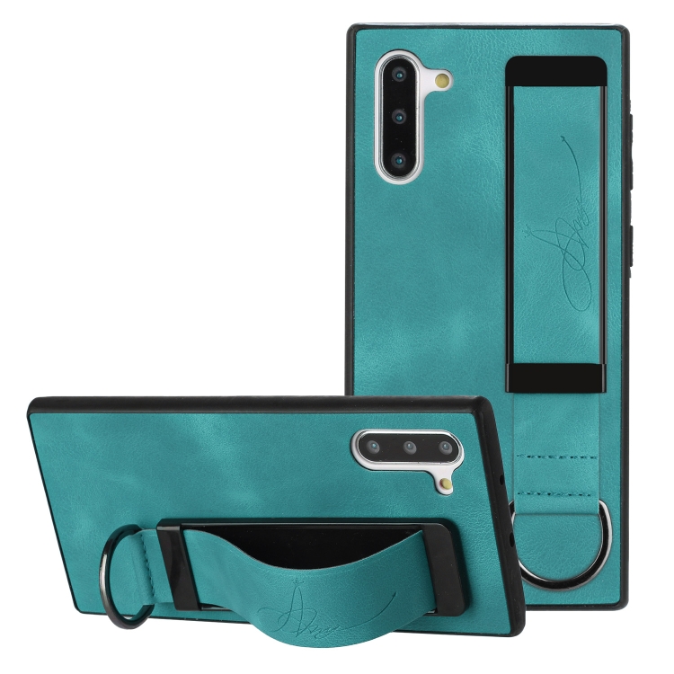 

For Samsung Galaxy Note10 Wristband Holder Leather Back Phone Case(Green)