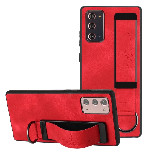 

For Samsung Galaxy Note20 Ultra Wristband Holder Leather Back Phone Case(Red)