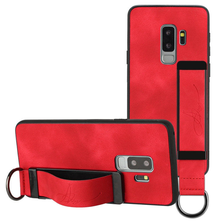 

For Samsung Galaxy S9 Wristband Holder Leather Back Phone Case(Red)