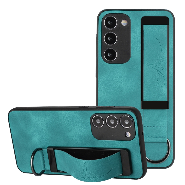 

For Samsung Galaxy S23+ 5G Wristband Holder Leather Back Phone Case(Green)