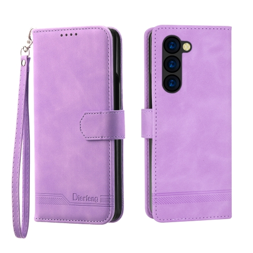 

For Samsung Galaxy Z Fold5 Dierfeng Dream Line TPU + PU Leather Phone Case(Purple)