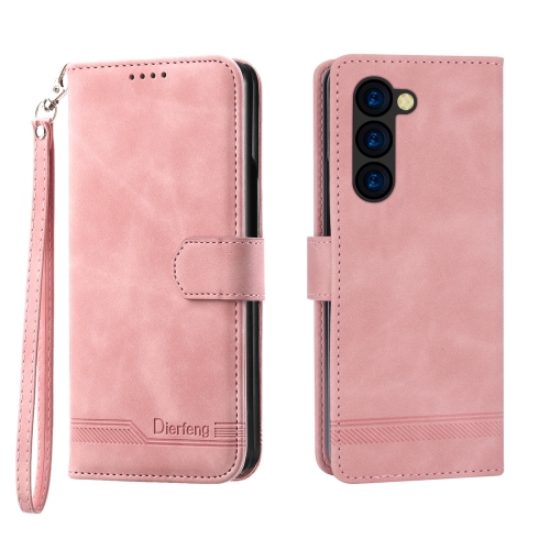 

For Samsung Galaxy Z Fold5 Dierfeng Dream Line TPU + PU Leather Phone Case(Pink)