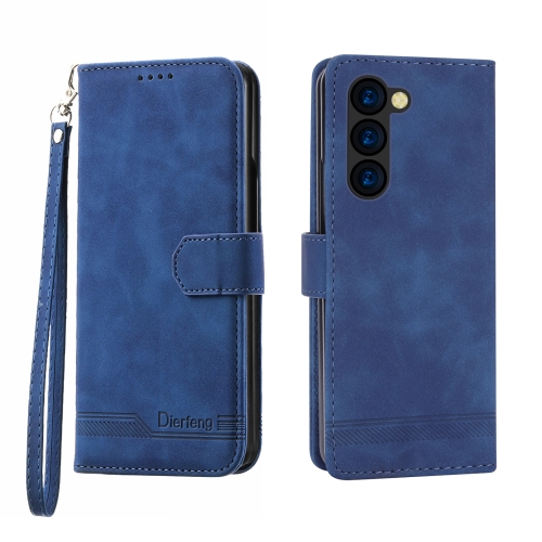 

For Samsung Galaxy Z Fold5 Dierfeng Dream Line TPU + PU Leather Phone Case(Blue)