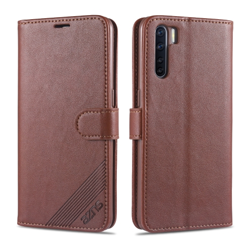 For OPPO A91 AZNS Sheepskin Texture Horizontal Flip Leather Case with Holder & Card Slots & Wallet(Brown)