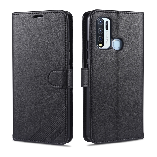 For Vivo Y50 AZNS Sheepskin Texture Horizontal Flip Leather Case with Holder & Card Slots & Wallet(Black)