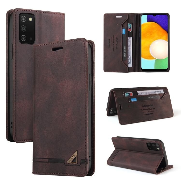 

For Samsung Galaxy A03s Skin Feel Anti-theft Brush Horizontal Flip Leather Case with Holder(Brown)
