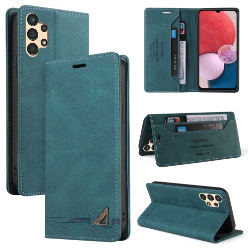 

For Samsung Galaxy A13 4G Skin Feel Anti-theft Brush Horizontal Flip Leather Case with Holder(Blue)