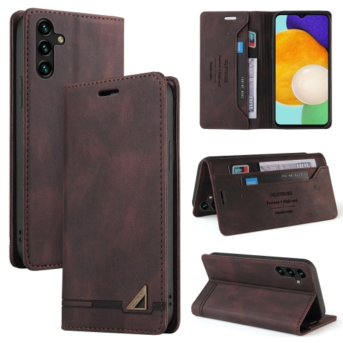 

For Samsung Galaxy A13 5G Skin Feel Anti-theft Brush Horizontal Flip Leather Case with Holder(Brown)