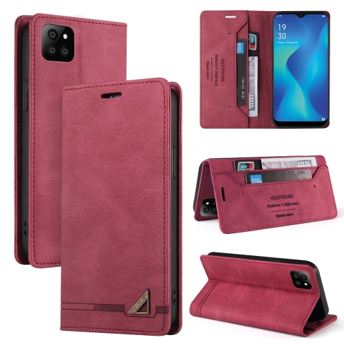 

For Samsung Galaxy A22 5G Skin Feel Anti-theft Brush Horizontal Flip Leather Case with Holder(Wine Red)